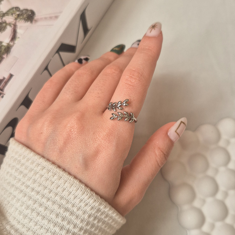 انگشتر خوشه گندم نقره ای - نمای 2