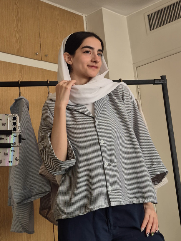 شومیز راه راه مشکی - نمای 2