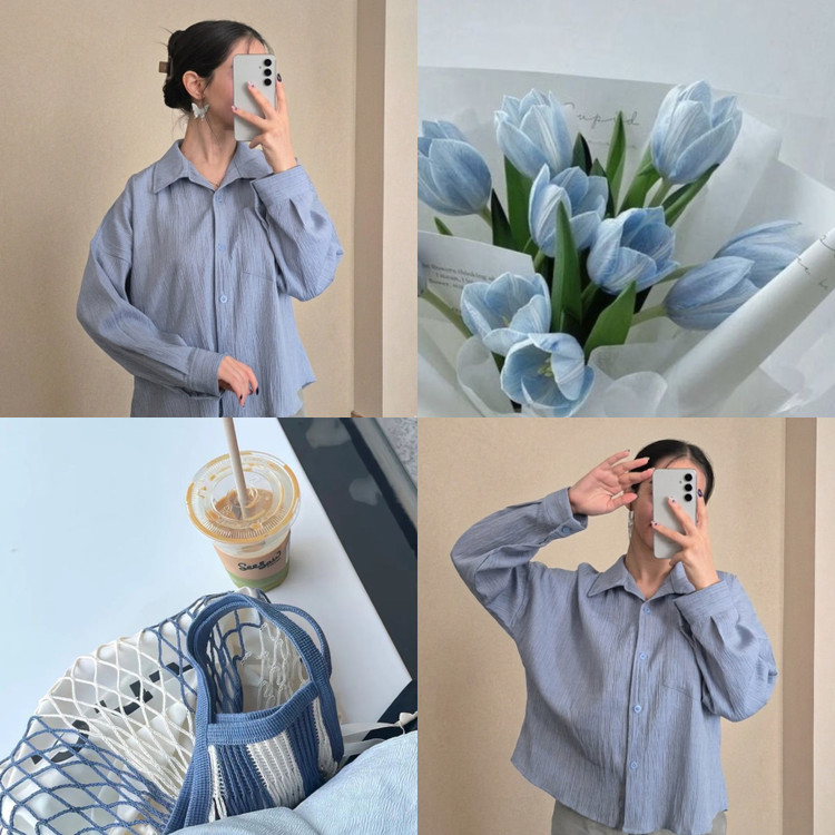 شومیز باکسی آبی روشن