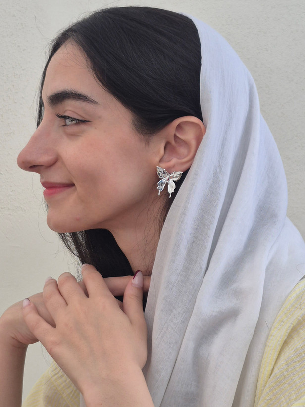 گوشواره فشن پروانه نقره ای