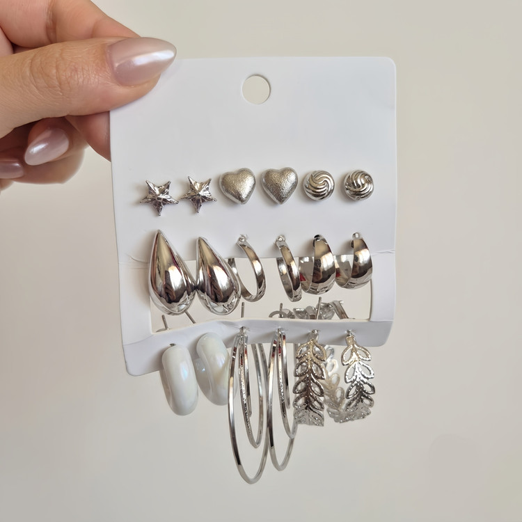 پک اقتصادی گوشواره اشکی نقره ای